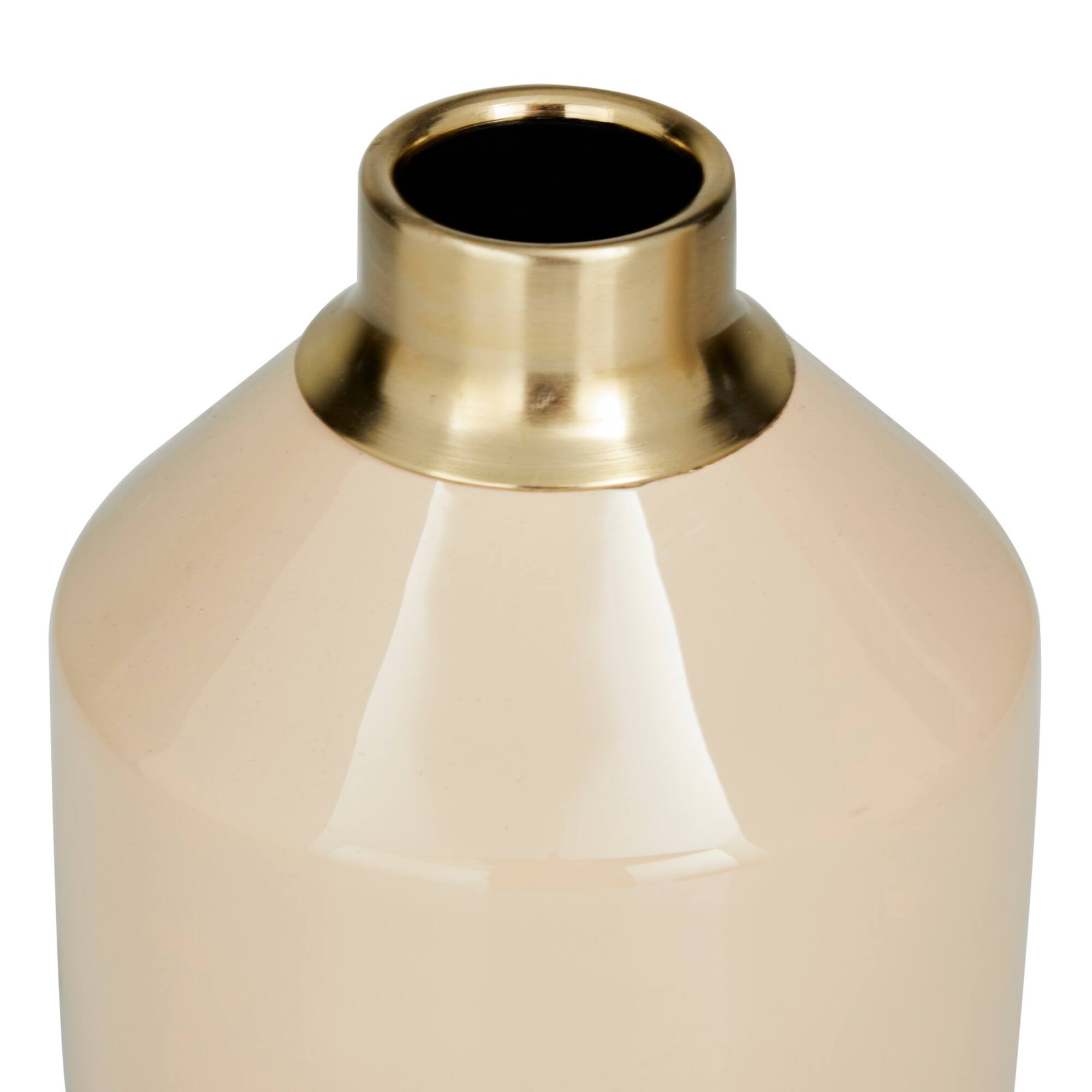 Set of 2" Cream Metal Modern Vase, 10" x 5" x 5"